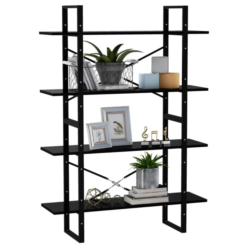 Ormarić za knjige s 4 razine crni 100 x 30 x 140 cm od iverice - Slika 4