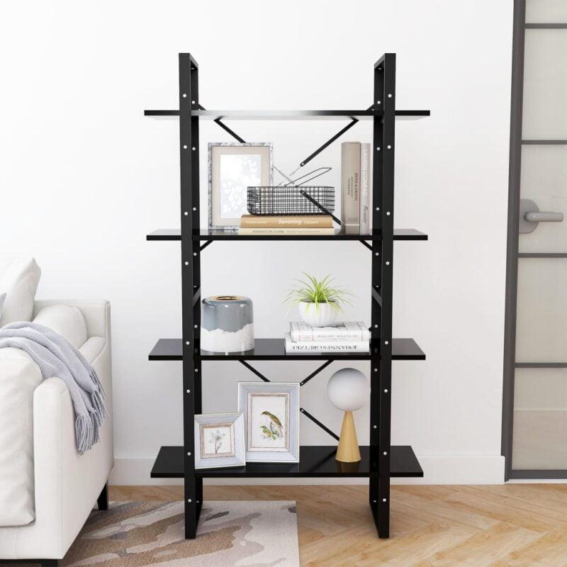 Ormarić za knjige s 4 razine crni 80 x 30 x 140 cm od iverice - Slika 3