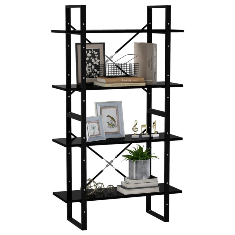 Ormarić za knjige s 4 razine crni 80 x 30 x 140 cm od iverice - Slika 4