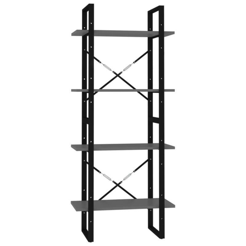 Ormarić za knjige s 4 razine sivi 60 x 30 x 140 cm od iverice