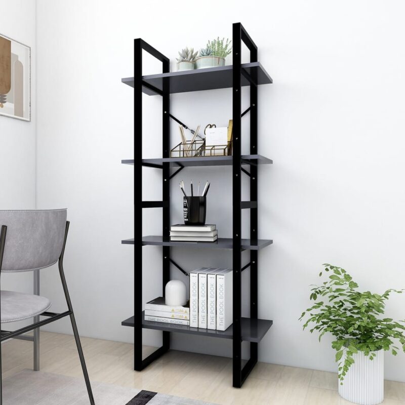 Ormarić za knjige s 4 razine sivi 60 x 30 x 140 cm od iverice - Slika 3