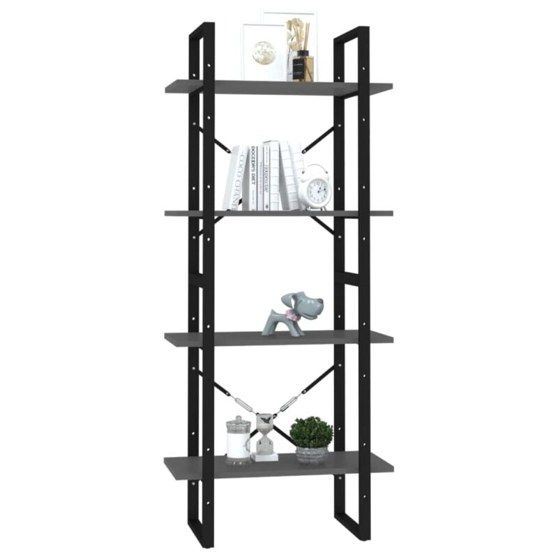 Ormarić za knjige s 4 razine sivi 60 x 30 x 140 cm od iverice - Slika 4