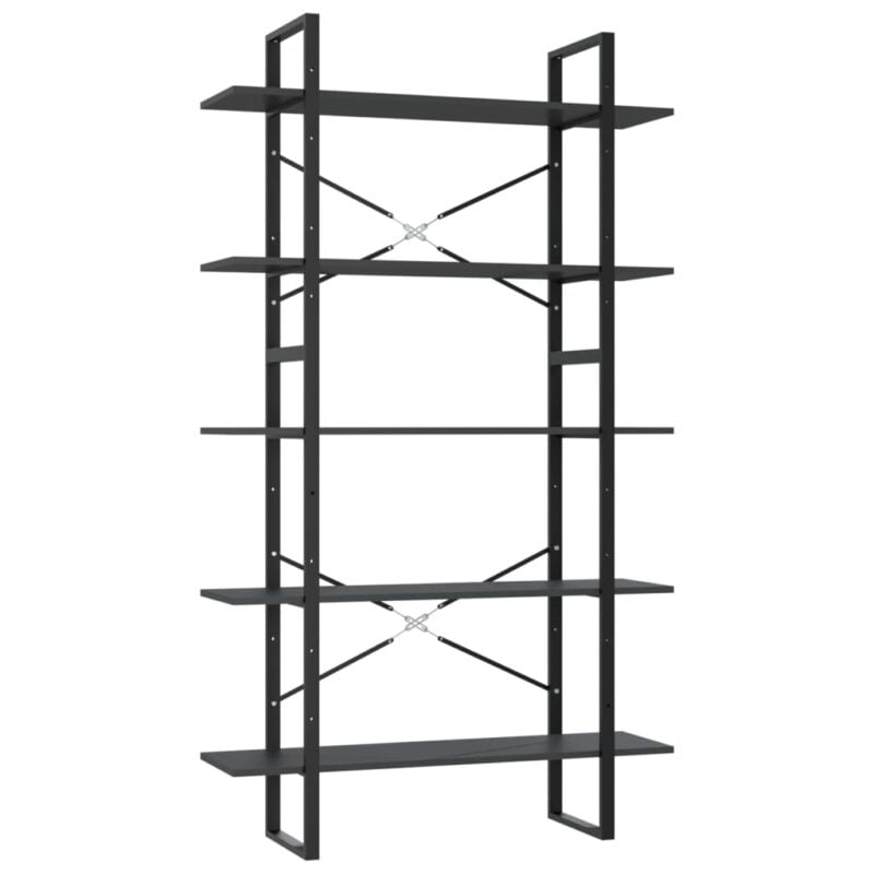 Ormarić za knjige s 5 razina sivi 100 x 30 x 175 cm od iverice