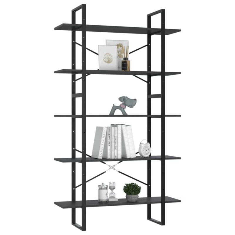 Ormarić za knjige s 5 razina sivi 100 x 30 x 175 cm od iverice - Slika 3
