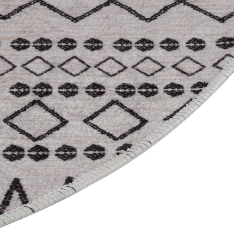Perivi tepih φ 120 cm crno-bijeli protuklizni - Slika 4