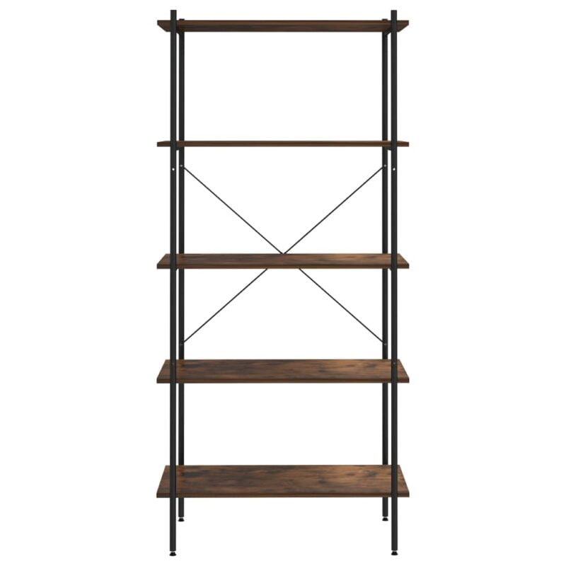 Police s 5 razina crne i tamno drvo 80 x 40 x 163 cm - Slika 3