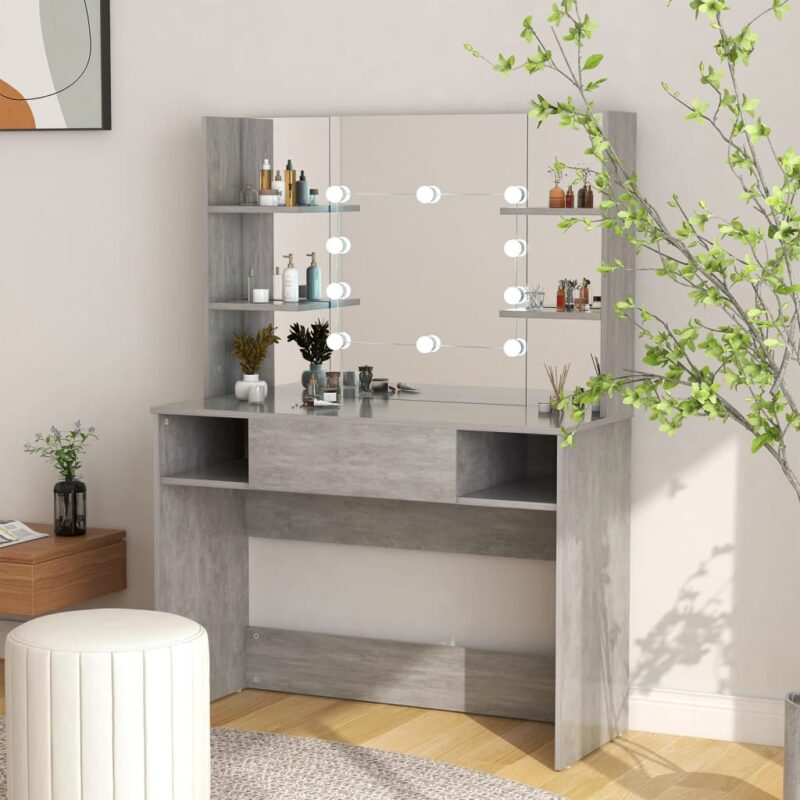 Stolić za šminkanje LED 100 x 40 x 135 cm MDF siva boja betona