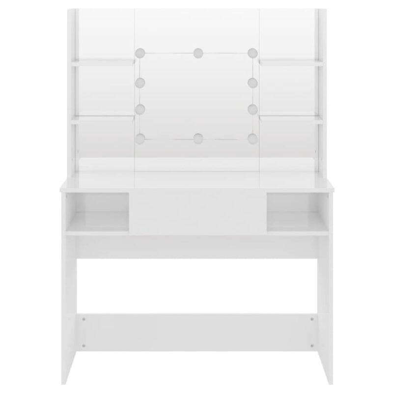 Stolić za šminkanje LED 100 x 40 x 135 cm MDF sjajni bijeli - Slika 3
