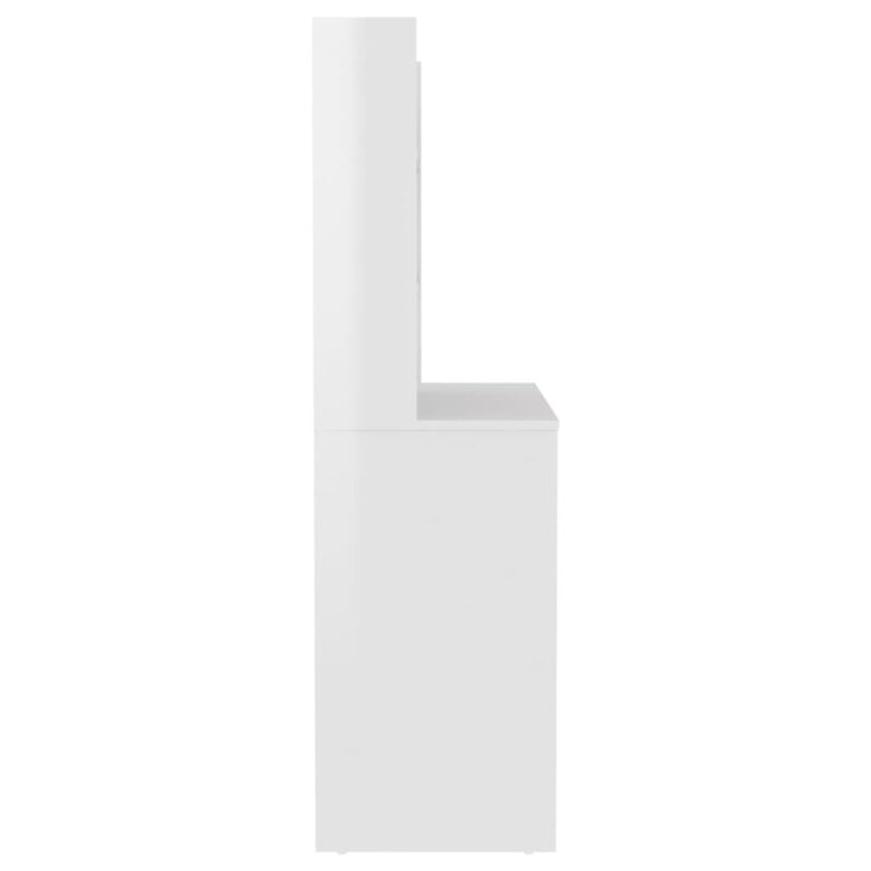 Stolić za šminkanje LED 100 x 40 x 135 cm MDF sjajni bijeli - Slika 4