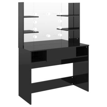 Stolić za šminkanje LED 100 x 40 x 135 cm MDF sjajni crni