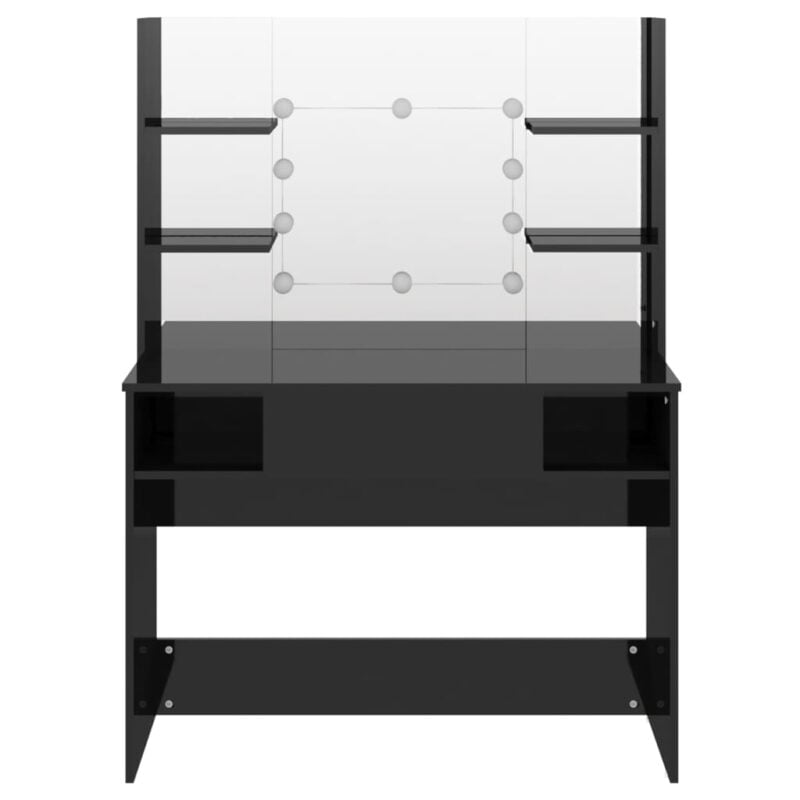 Stolić za šminkanje LED 100 x 40 x 135 cm MDF sjajni crni - Slika 3