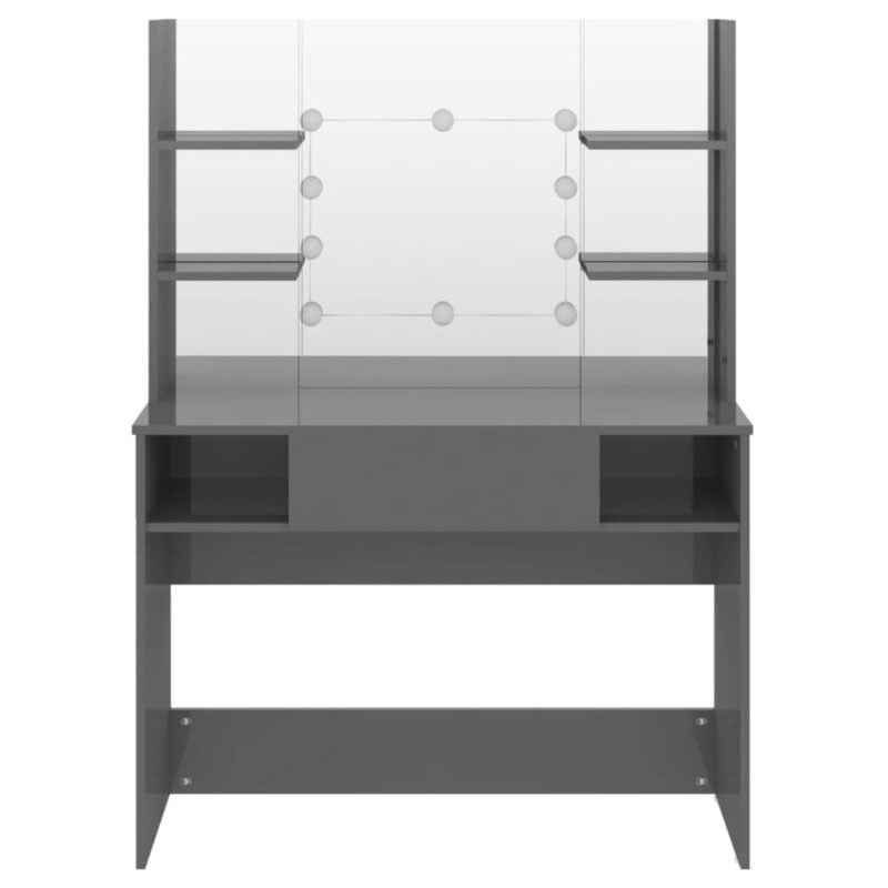 Stolić za šminkanje LED 100 x 40 x 135 cm MDF sjajni sivi - Slika 3
