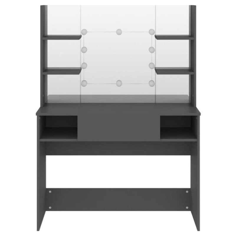 Stolić za šminkanje s LED svjetlima 100 x 40 x 135 cm MDF sivi - Slika 3