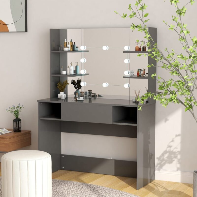 Stolić za šminkanje s LED svjetlima 100 x 40 x 135 cm MDF sivi