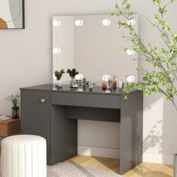 Stolić za šminkanje s LED svjetlima 110x55x145 cm MDF sivi