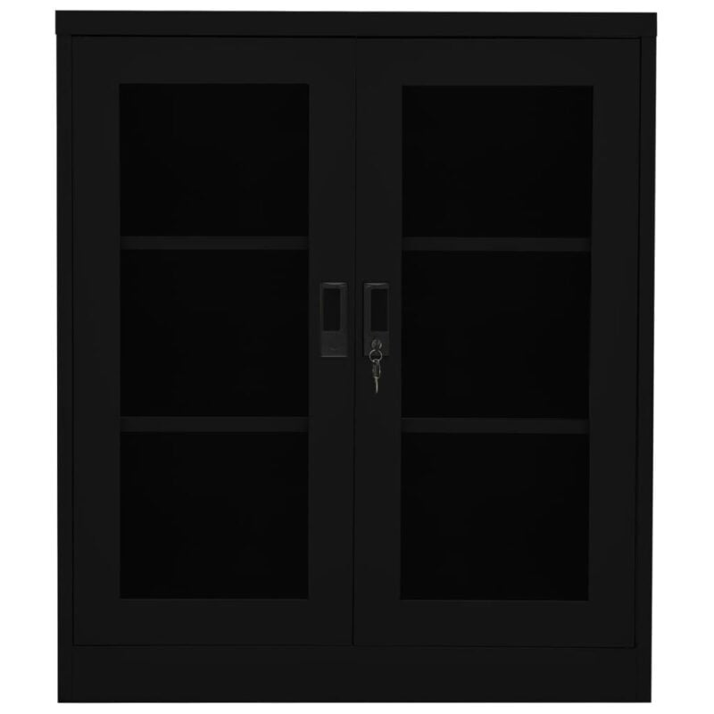 Uredski ormarić crni 90 x 40 x 105 cm čelični - Slika 3
