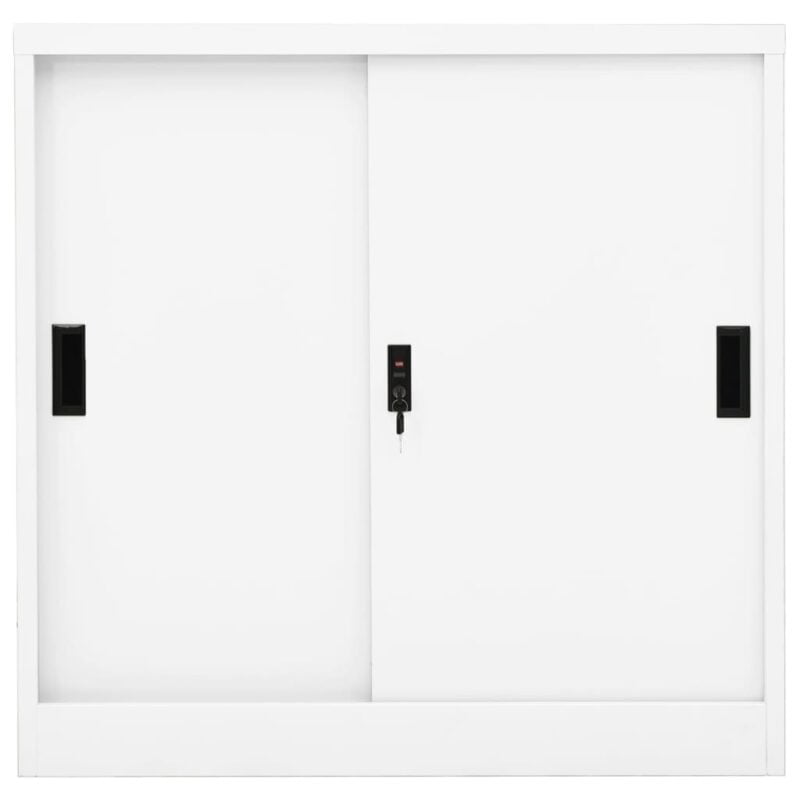 Uredski ormarić s kliznim vratima bijeli 90x40x90 cm čelični - Slika 3