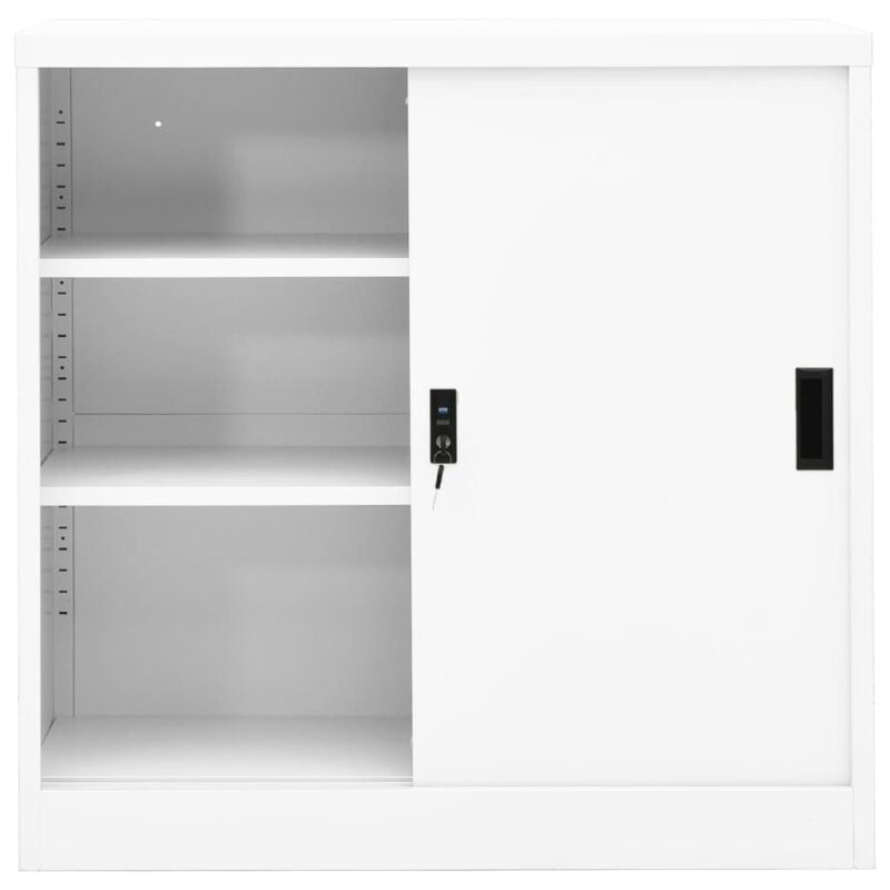 Uredski ormarić s kliznim vratima bijeli 90x40x90 cm čelični - Slika 4
