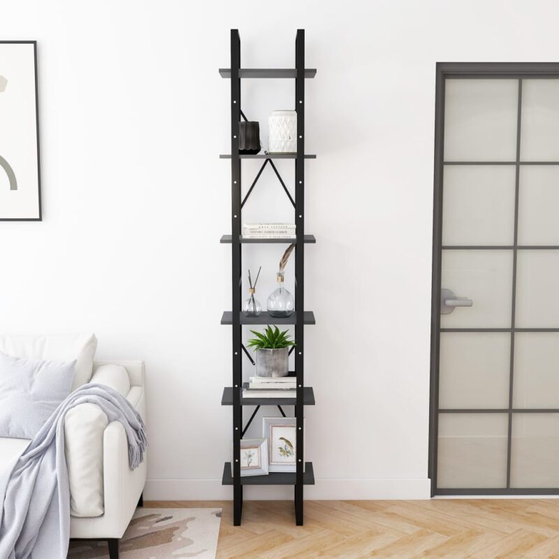 Visoki ormarić sivi 40 x 30 x 210 cm od masivne borovine - Slika 4