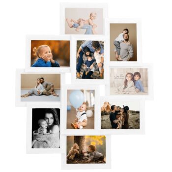 Okvir za 10 fotografija (10 x 15 cm) bijeli MDF
