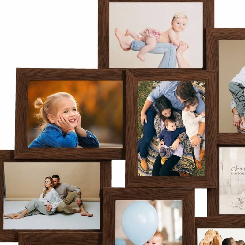 Okvir za 10 fotografija (13 x 18 cm) tamnosmeđi MDF - Slika 3