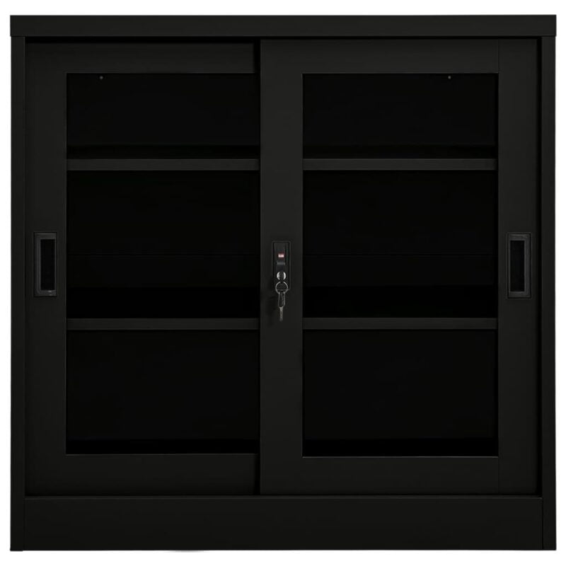 Ormarić s kliznim vratima crni 90 x 40 x 90 cm čelični - Slika 4