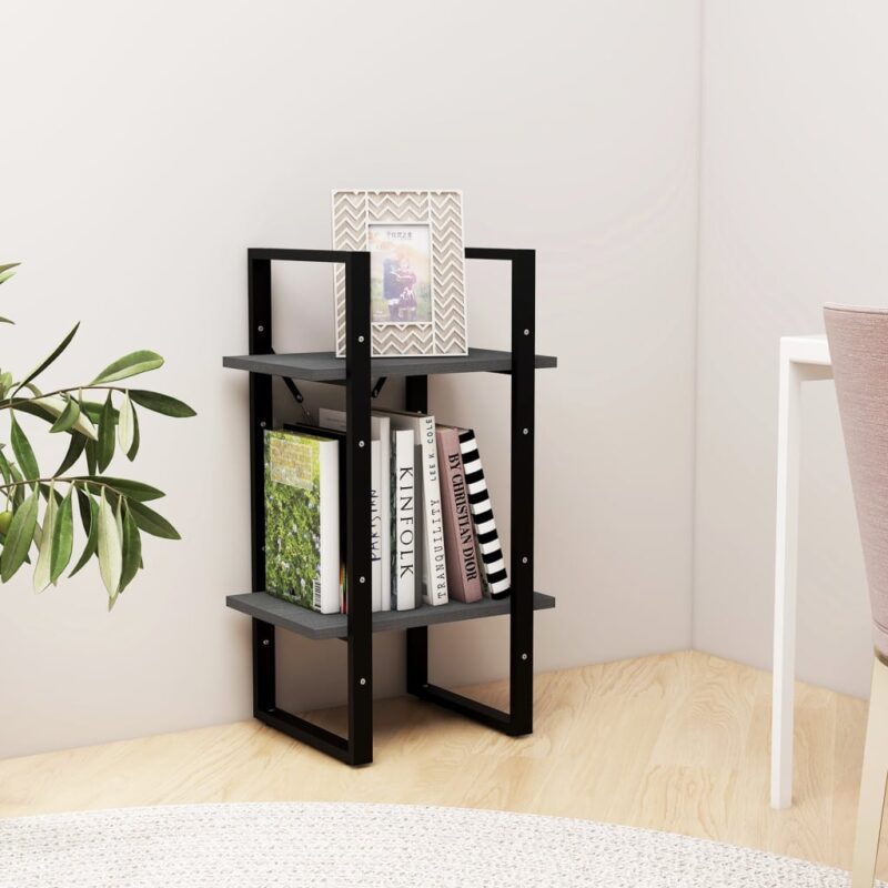 Ormarić za knjige s 2 razine sivi 40 x 30 x 70 cm od borovine - Slika 3