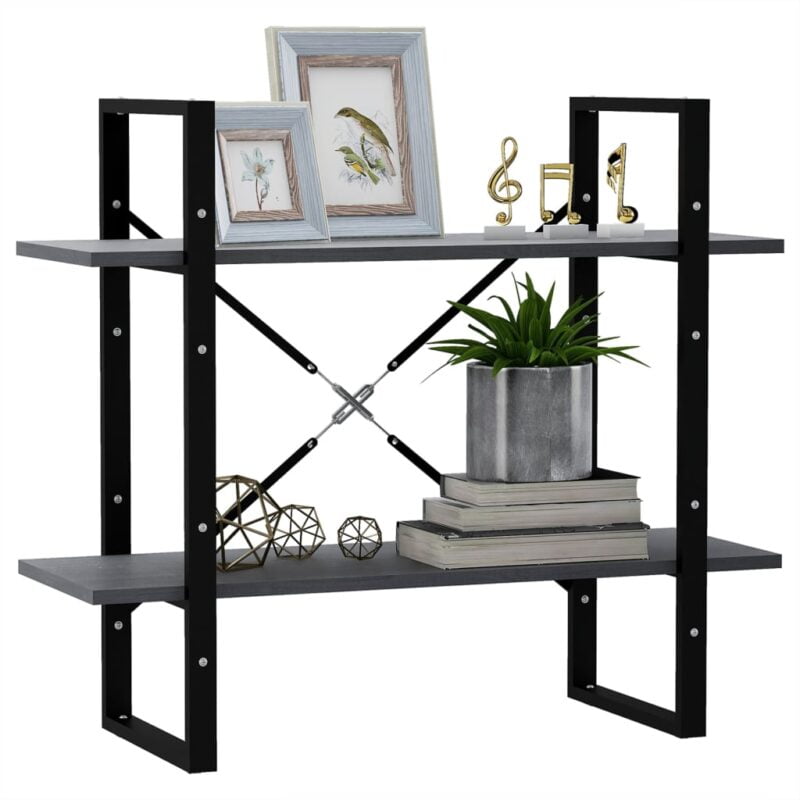 Ormarić za knjige s 2 razine sivi 80x30x70 cm masivna borovina - Slika 4