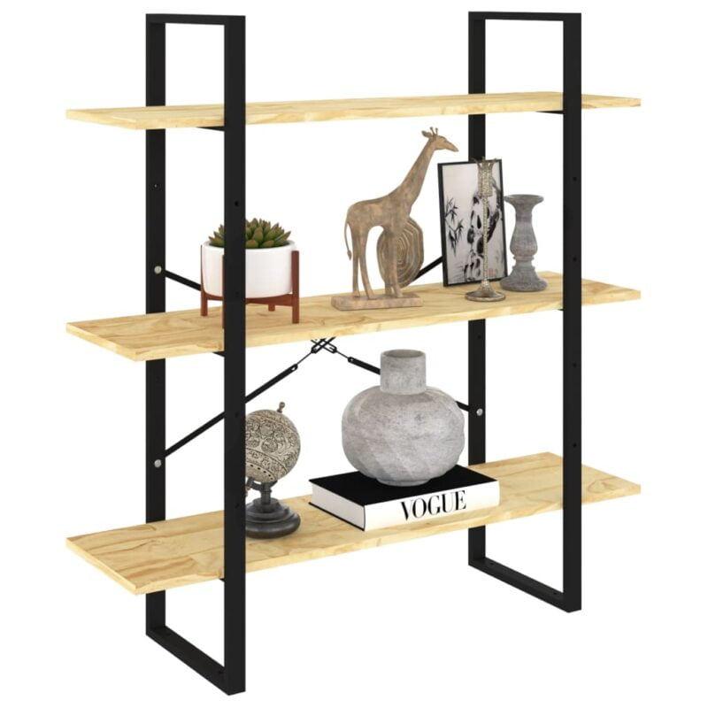 Ormarić za knjige s 3 razine 100 x 30 x 105 cm od borovine - Slika 3