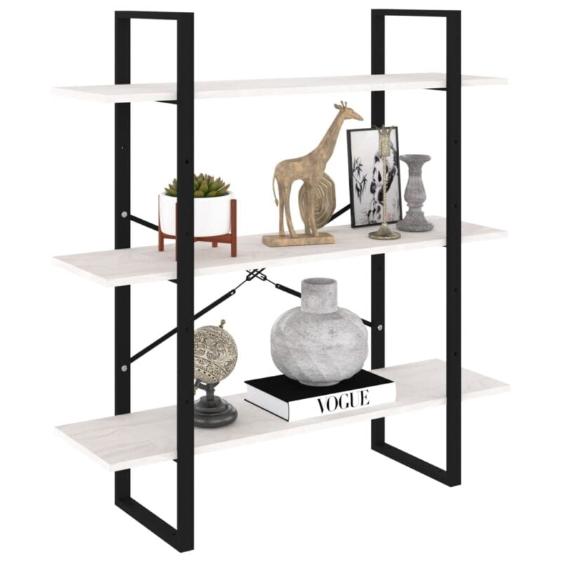 Ormarić za knjige s 3 razine bijeli 100x30x105 cm od borovine - Slika 3