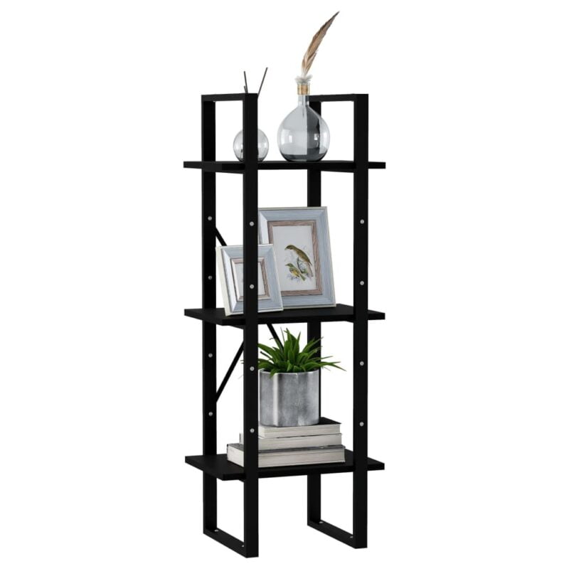 Ormarić za knjige s 3 razine crni 40 x 30 x 105 cm od borovine - Slika 3