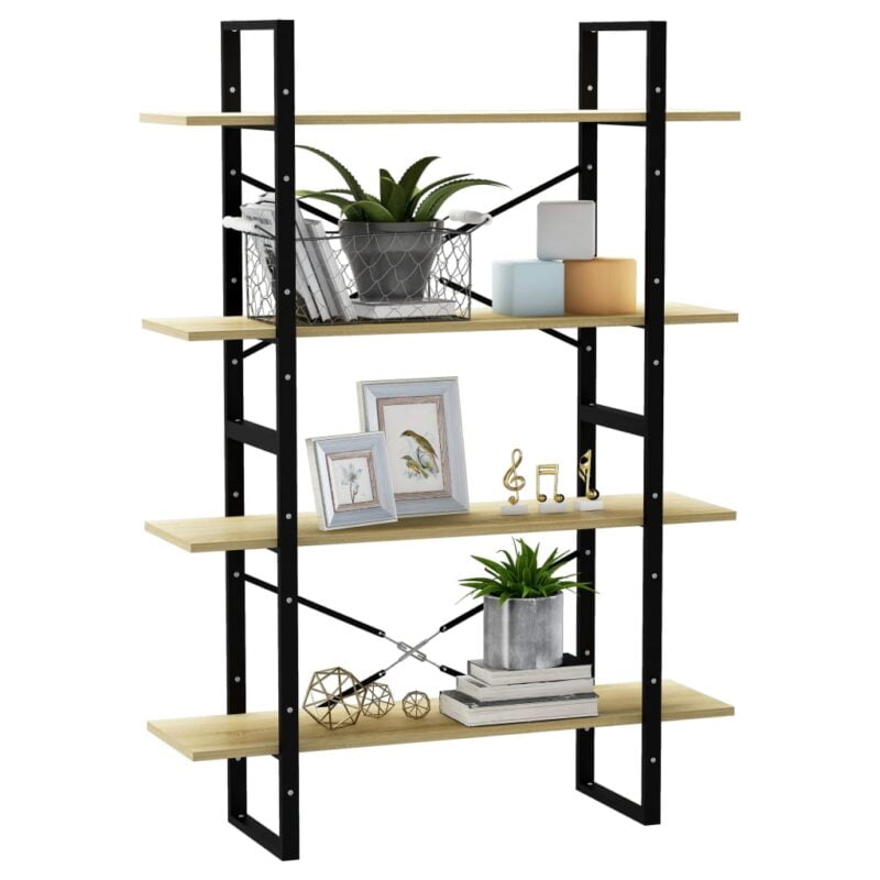 Ormarić za knjige s 4 razine boja hrasta 100x30x140 cm iverica - Slika 4
