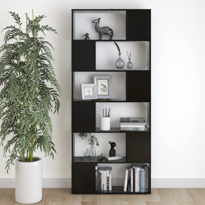 Ormarić za knjige / sobna pregrada crni 80x24x186 cm od iverice - Slika 4