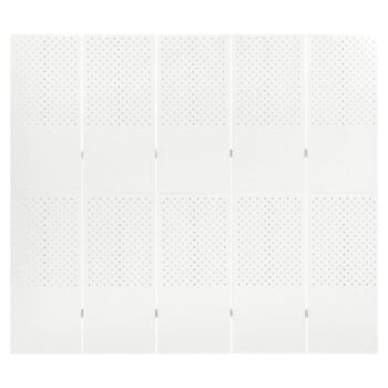 Sobna pregrada s 5 panela bijela 200 x 180 cm čelična