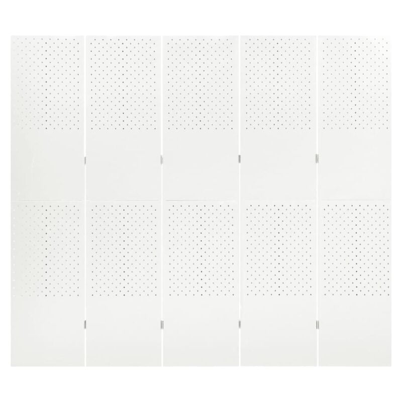 Sobna pregrada s 5 panela bijela 200 x 180 cm čelična