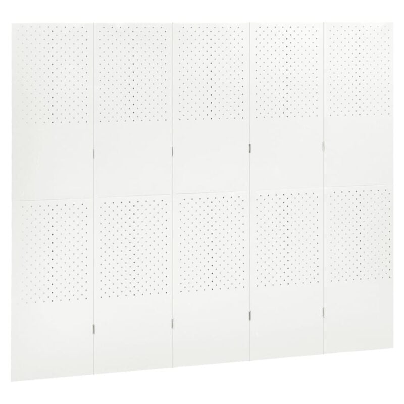 Sobna pregrada s 5 panela bijela 200 x 180 cm čelična - Slika 3