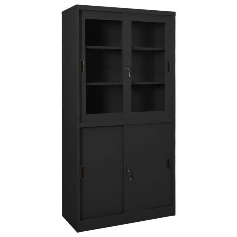 Uredski ormarić s kliznim vratima antracit 90x40x180 cm čelični