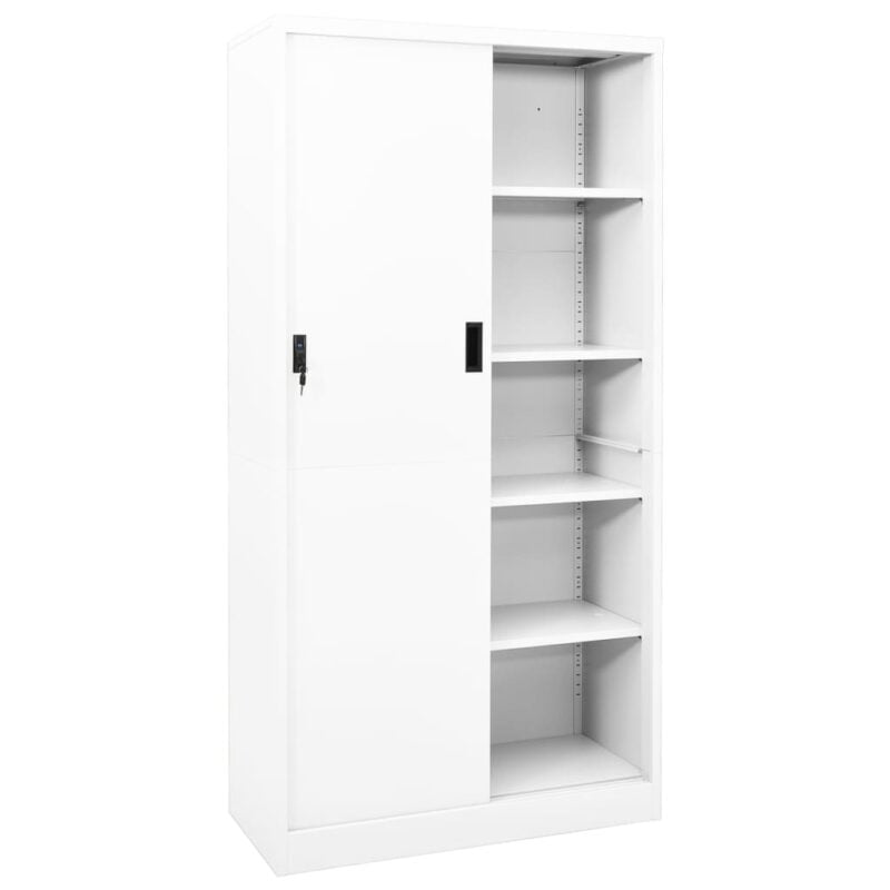 Uredski ormarić s kliznim vratima bijeli 90x40x180 cm čelični - Slika 3