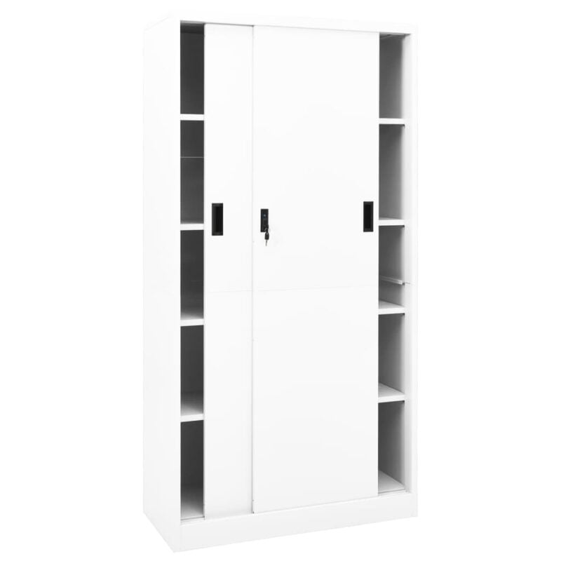 Uredski ormarić s kliznim vratima bijeli 90x40x180 cm čelični - Slika 4