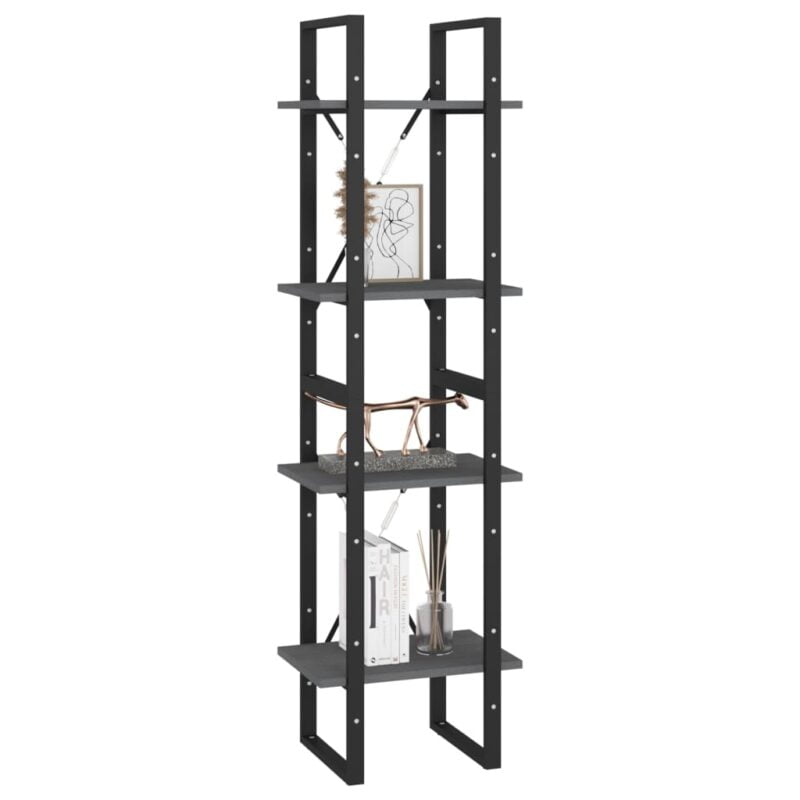Ormarić za knjige s 4 razine sivi 40x30x140 cm masivna borovina - Slika 4