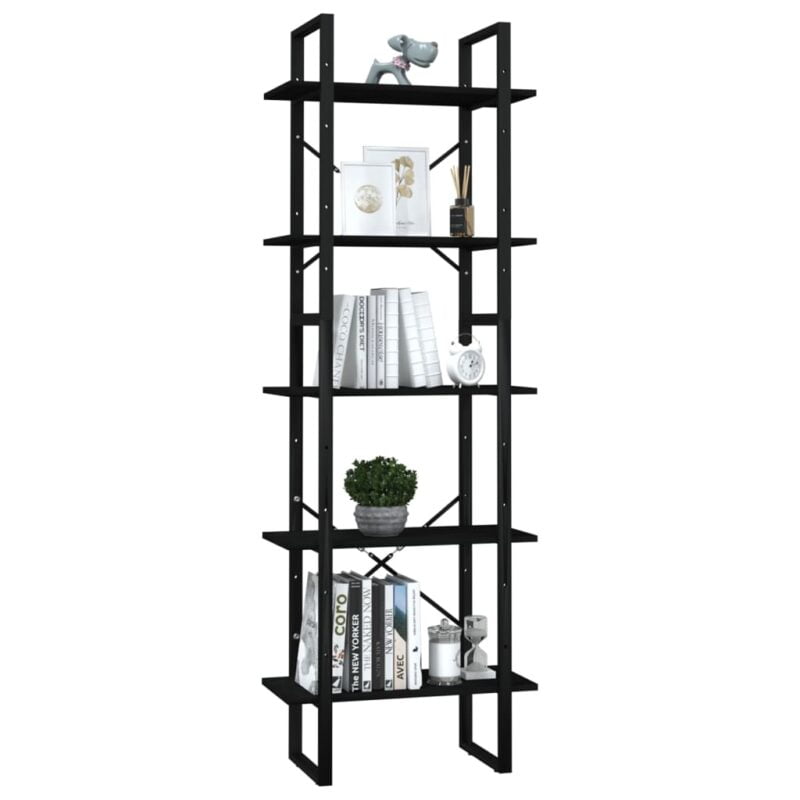 Ormarić za knjige s 5 razina crni 60 x 30 x 175 cm od borovine - Slika 3
