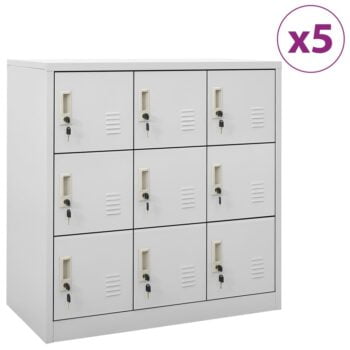 Ormarići s ključem 5 kom svjetlosivi 90 x 45 x 92