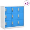 Ormarići s ključem 5 kom svjetlosivi/plavi 90x45x92