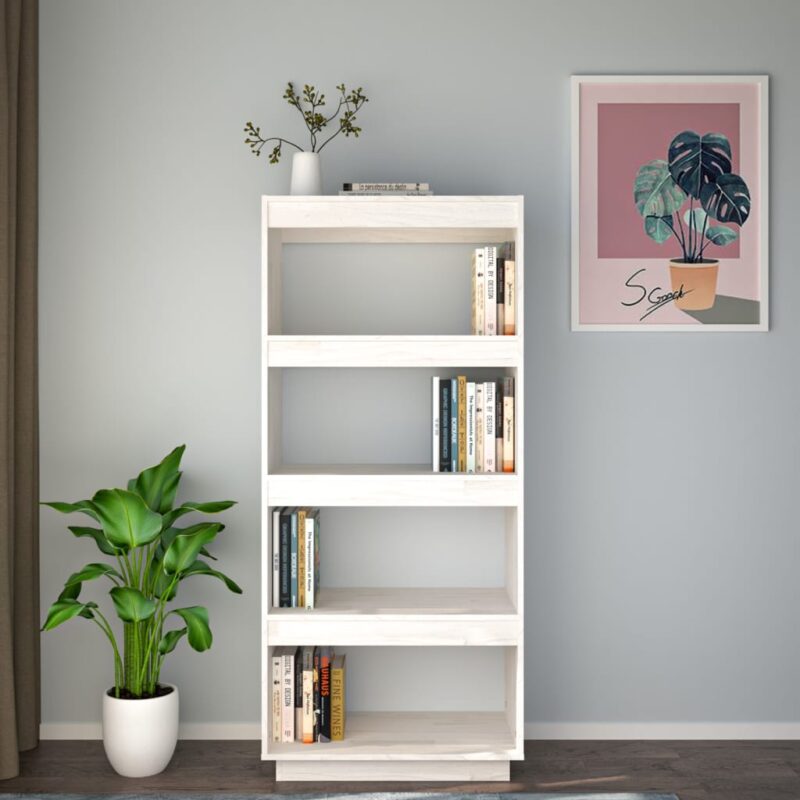 Ormarić za knjige / sobna pregrada bijeli 60x35x135 cm borovina - Slika 3