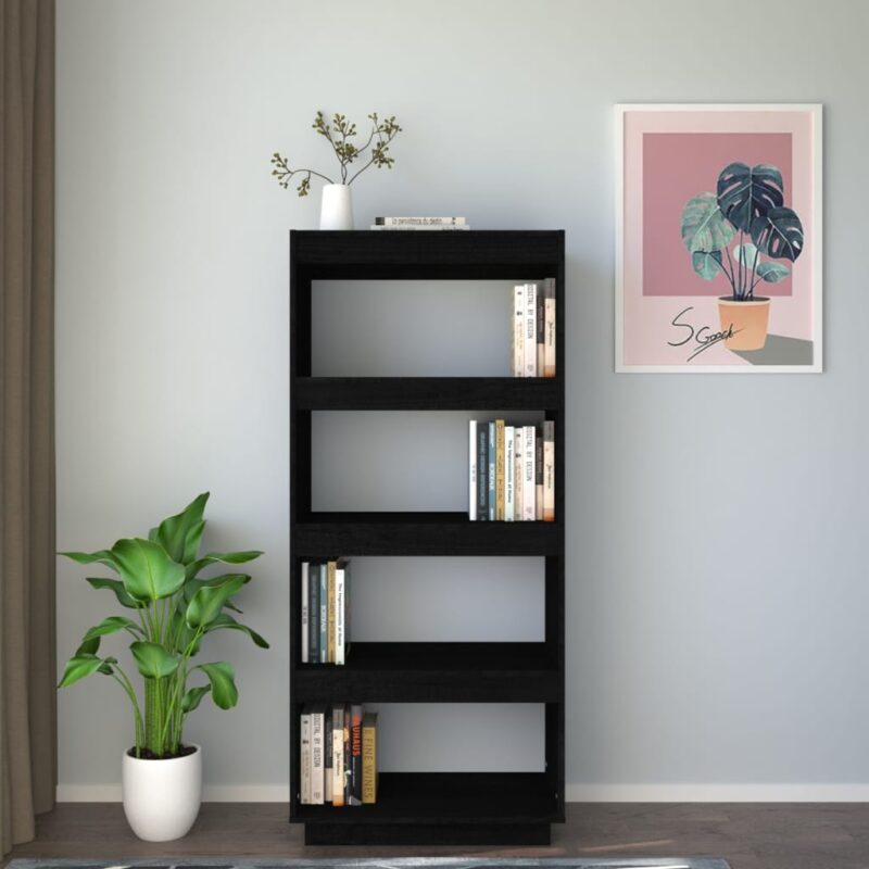 Ormarić za knjige / sobna pregrada crni 60x35x135 cm borovina - Slika 3