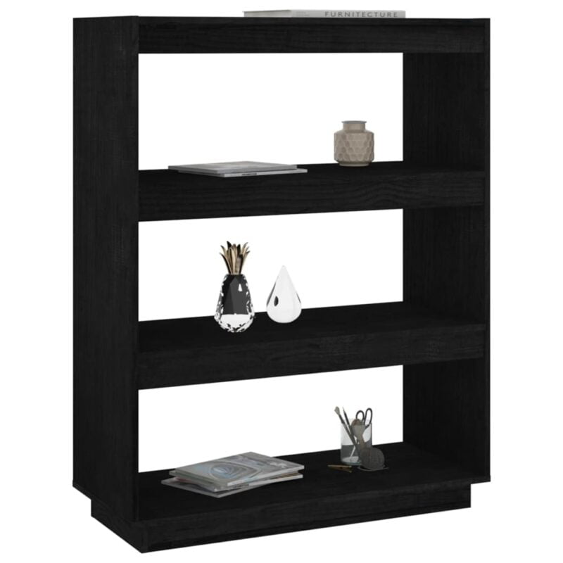 Ormarić za knjige / sobna pregrada crni 80x35x103 cm borovina - Slika 4