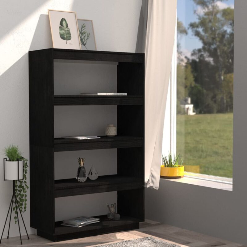 Ormarić za knjige / sobna pregrada crni 80x35x135 cm borovina - Slika 3