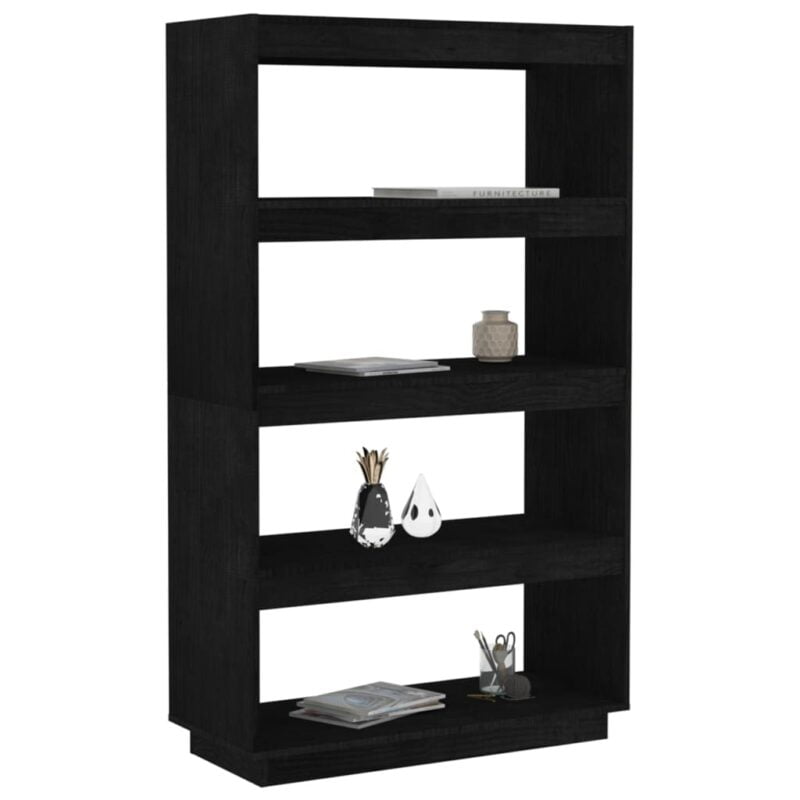 Ormarić za knjige / sobna pregrada crni 80x35x135 cm borovina - Slika 4