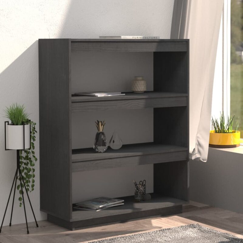 Ormarić za knjige / sobna pregrada sivi 80x35x103 cm borovina - Slika 3