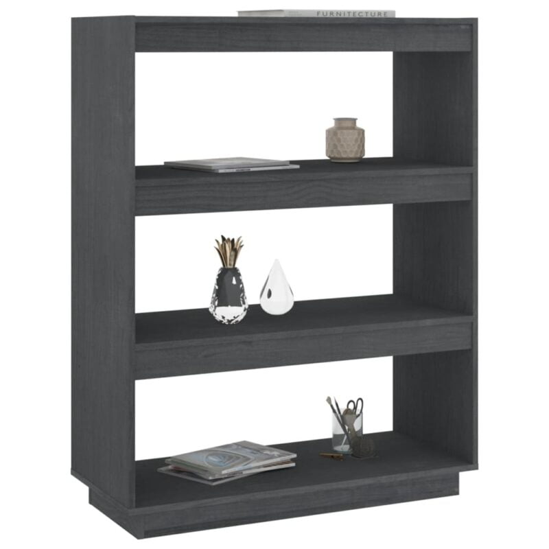 Ormarić za knjige / sobna pregrada sivi 80x35x103 cm borovina - Slika 4